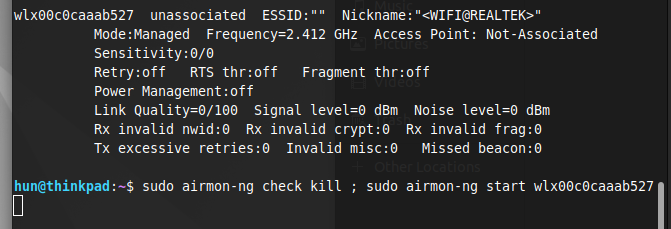 Using airmon-ng to kill conflicting processes and to start monitor mode