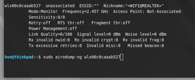 Using airodump-ng to scan networks in proximity