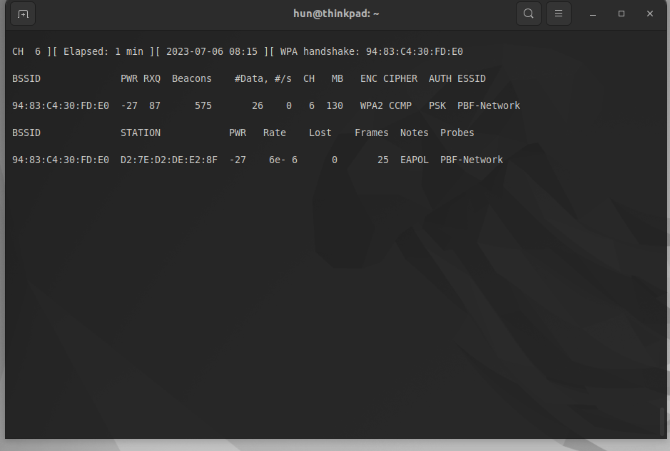 Airodump focused output