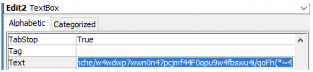 edit2.text textbox with obfuscated code