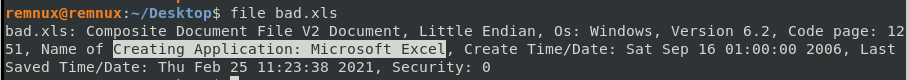 "file" command output